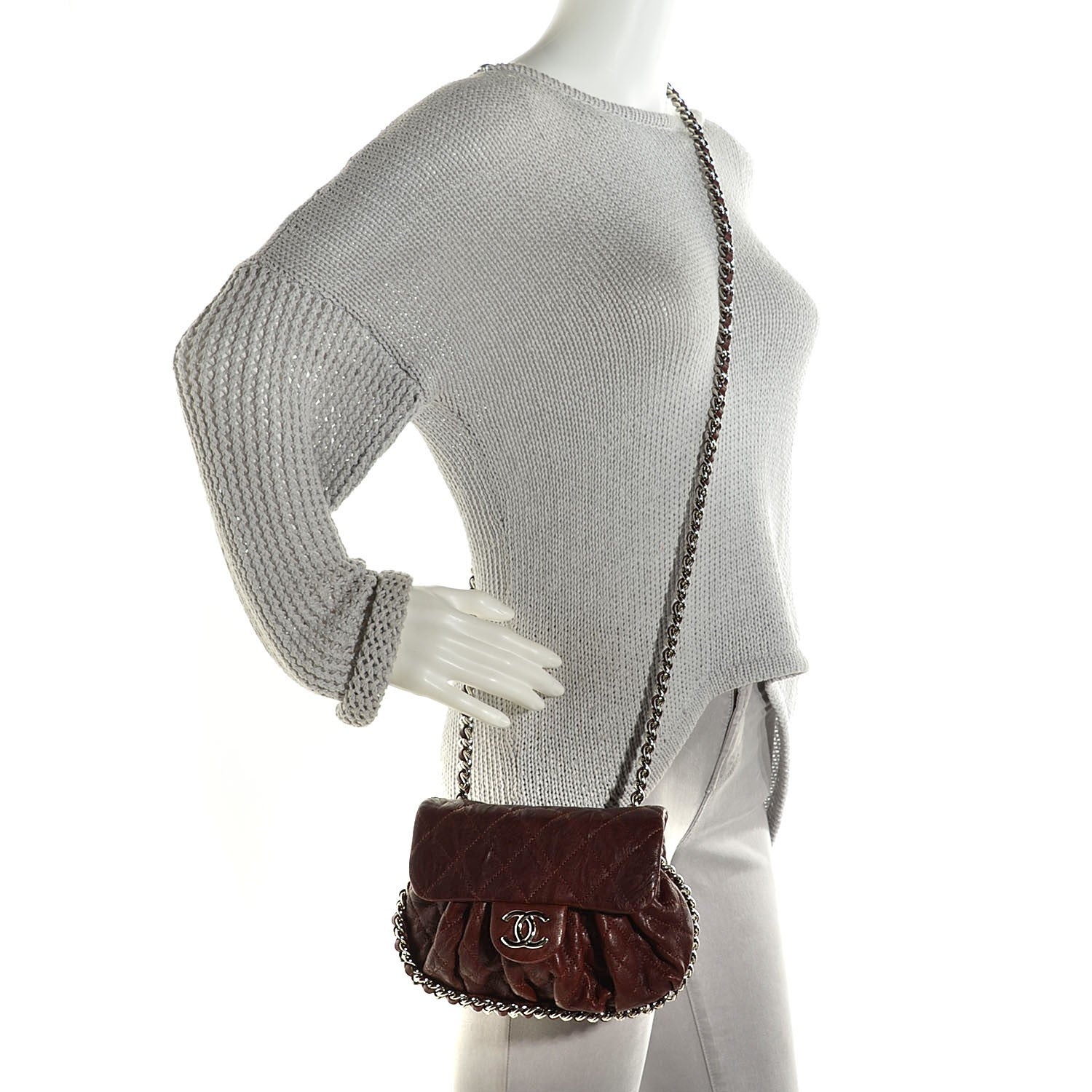 Chanel Washed Lambskin Mini Chain Around Messenger Brown 2 of 8