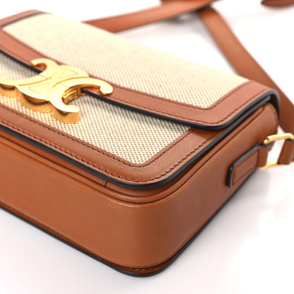 Celine Textile Natural Calfskin Teen Triomphe White Tan 9 of 9