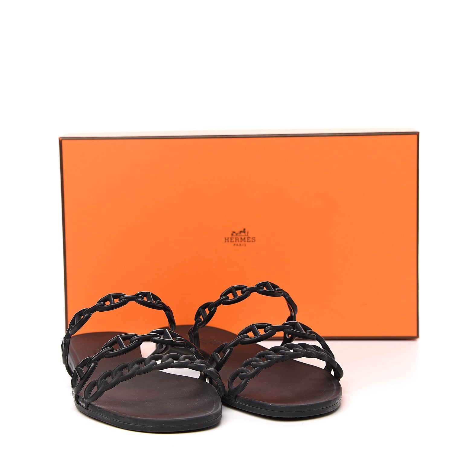 Hermes Rubber Chaine d'Ancre Rivage Sandals 37 Black 10 of 10
