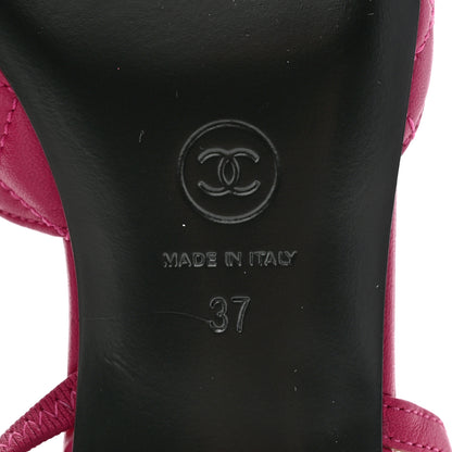 Chanel Lambskin Patent Cap Toe CC Slingback Flats 37 Pink Black 6 of 11