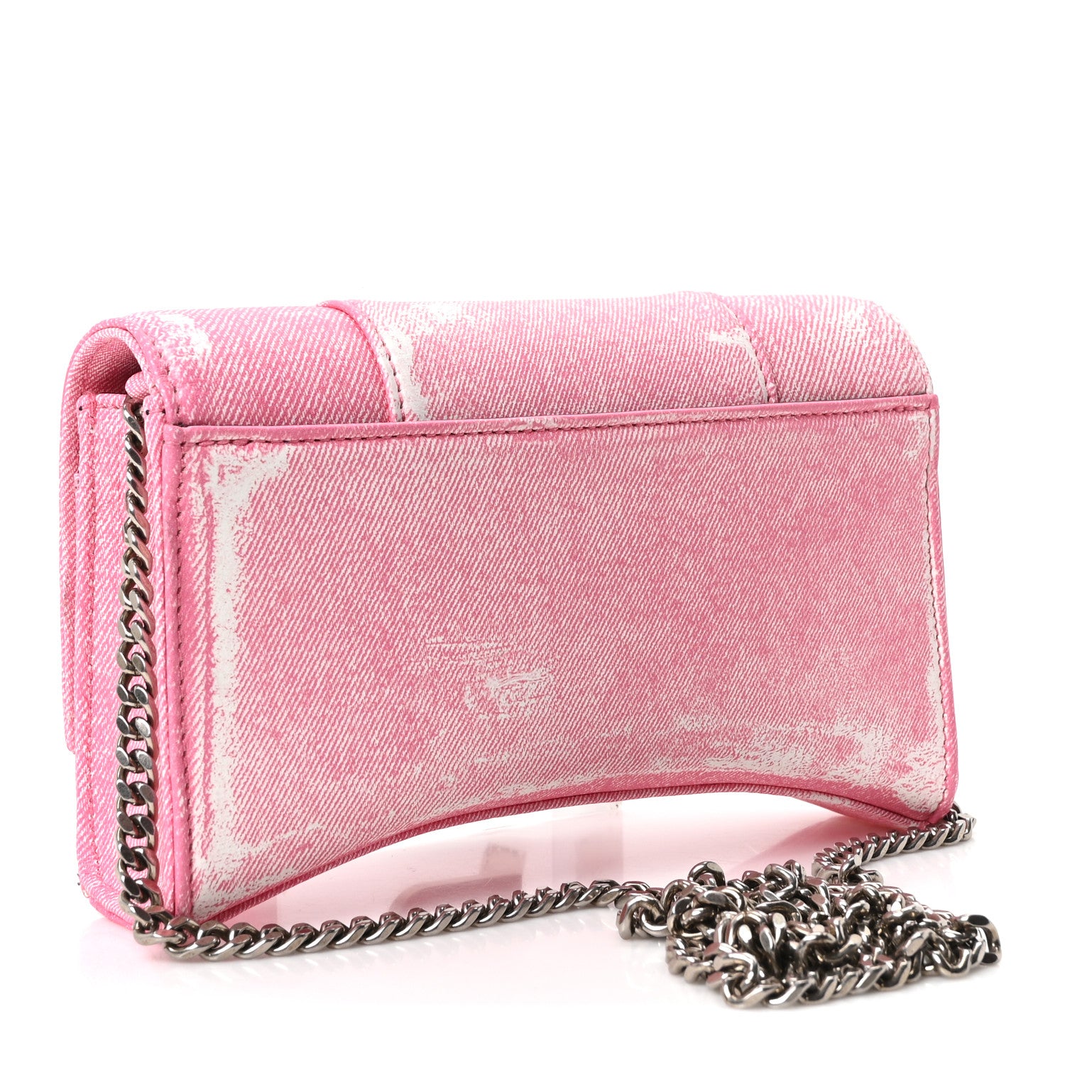 Balenciaga Nappa Denim Printed Hourglass Chain Bag Denim Pink 2 of 8