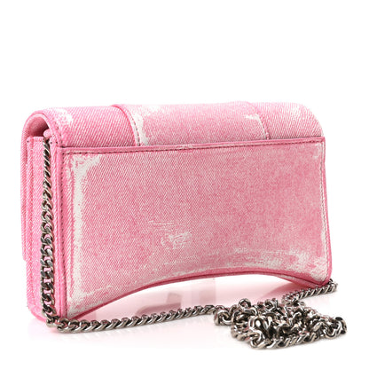 Balenciaga Nappa Denim Printed Hourglass Chain Bag Denim Pink 2 of 8