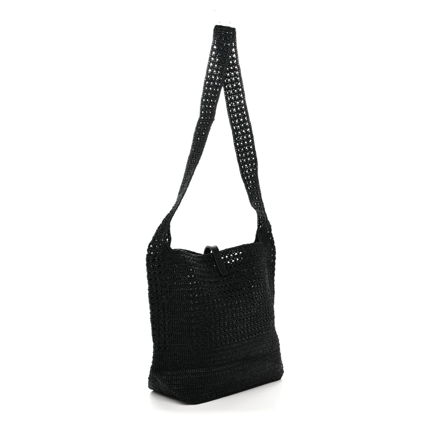 Raffia Monogram Le 5 A 7 Medium Tote Black