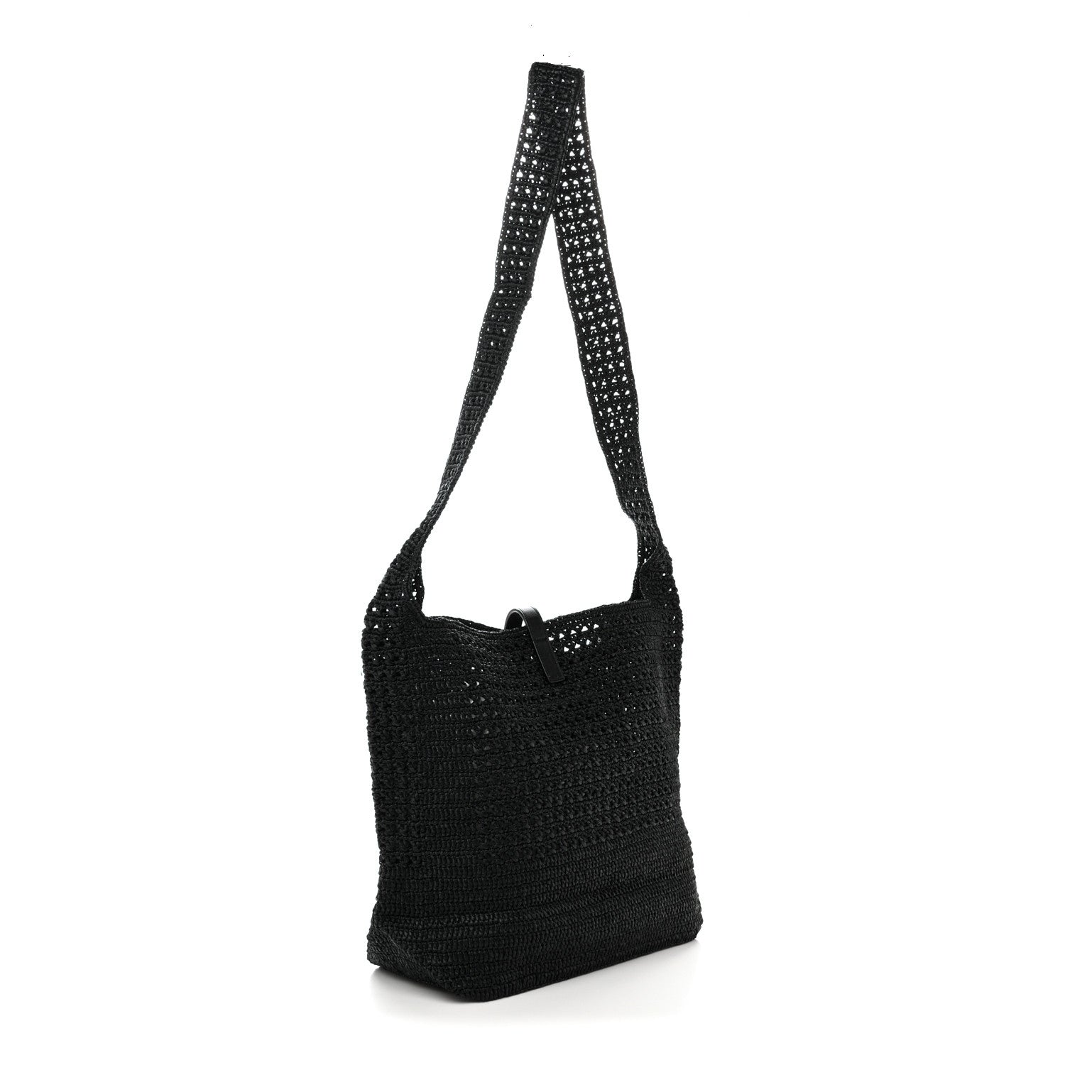 Saint Laurent Raffia Monogram Le 5 A 7 Medium Tote Black 3 of 11