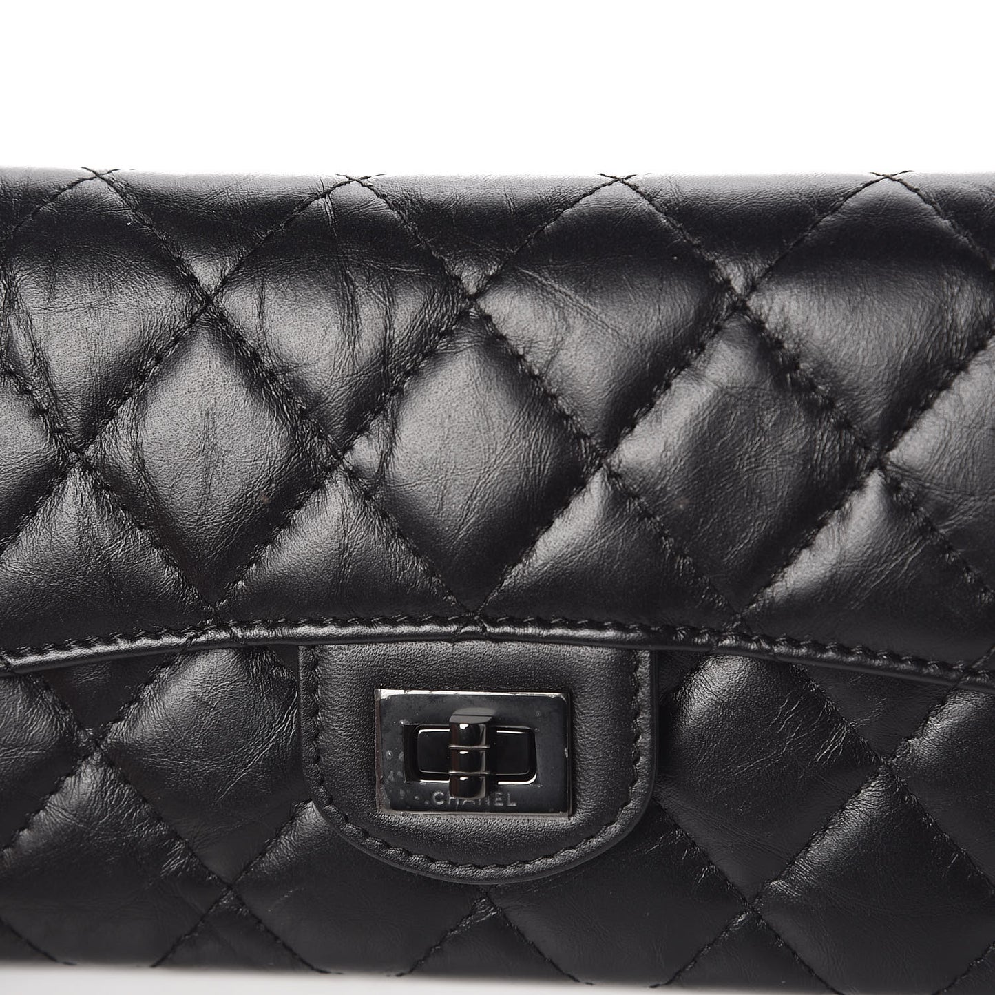 Aged Calfskin Quilted Reissue Medium Flap Wallet So Black
