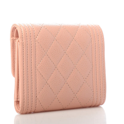 Chanel Caviar Quilted Boy Compact Wallet Rose Clair 3 of 7