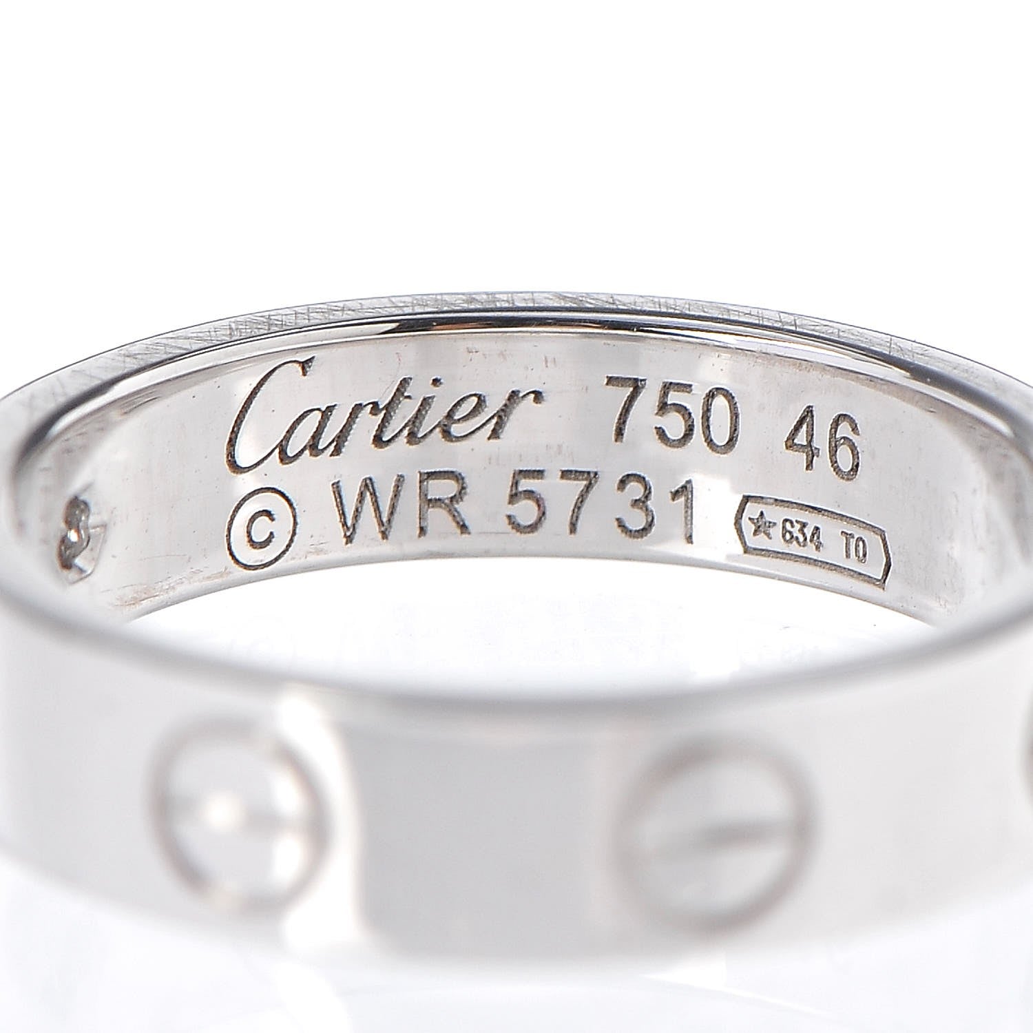 Cartier 18K White Gold Diamond 4mm LOVE Wedding Band Ring 46 3.75 3 of 3