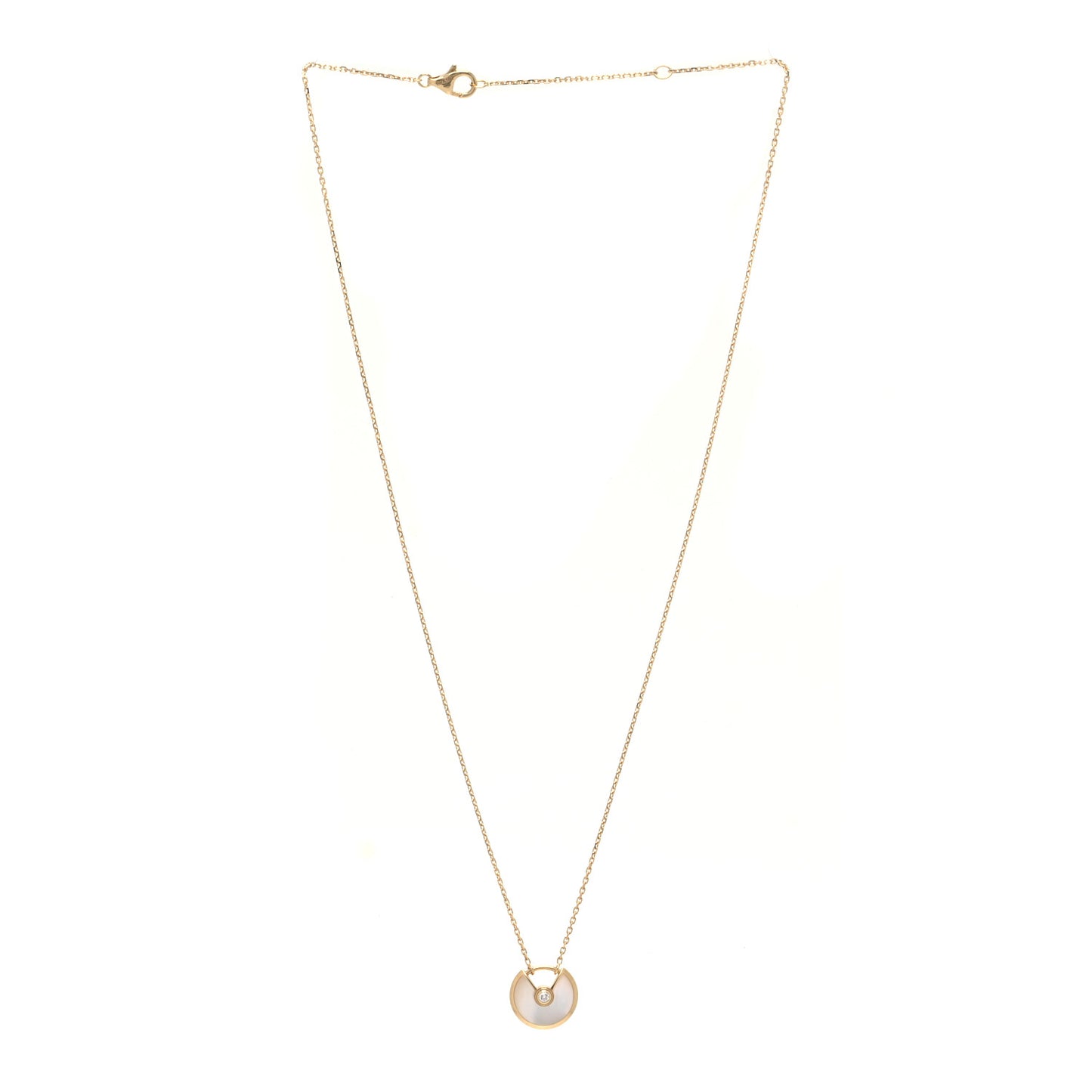18K Yellow Gold Diamond Mother of Pearl XS Amulette de Cartier Pendant Necklace