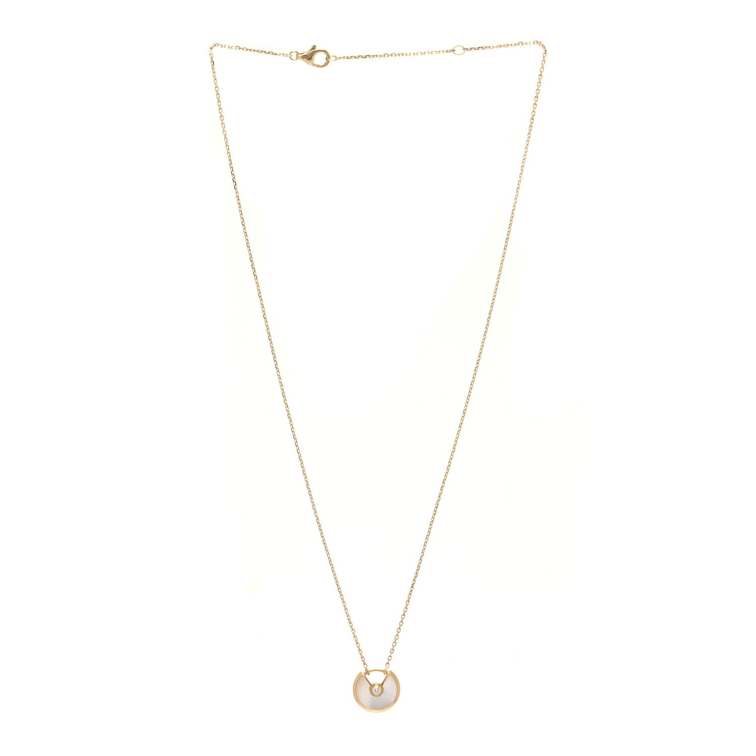 Cartier 18K Yellow Gold Diamond Mother of Pearl XS Amulette de Cartier Pendant Necklace 3 of 8