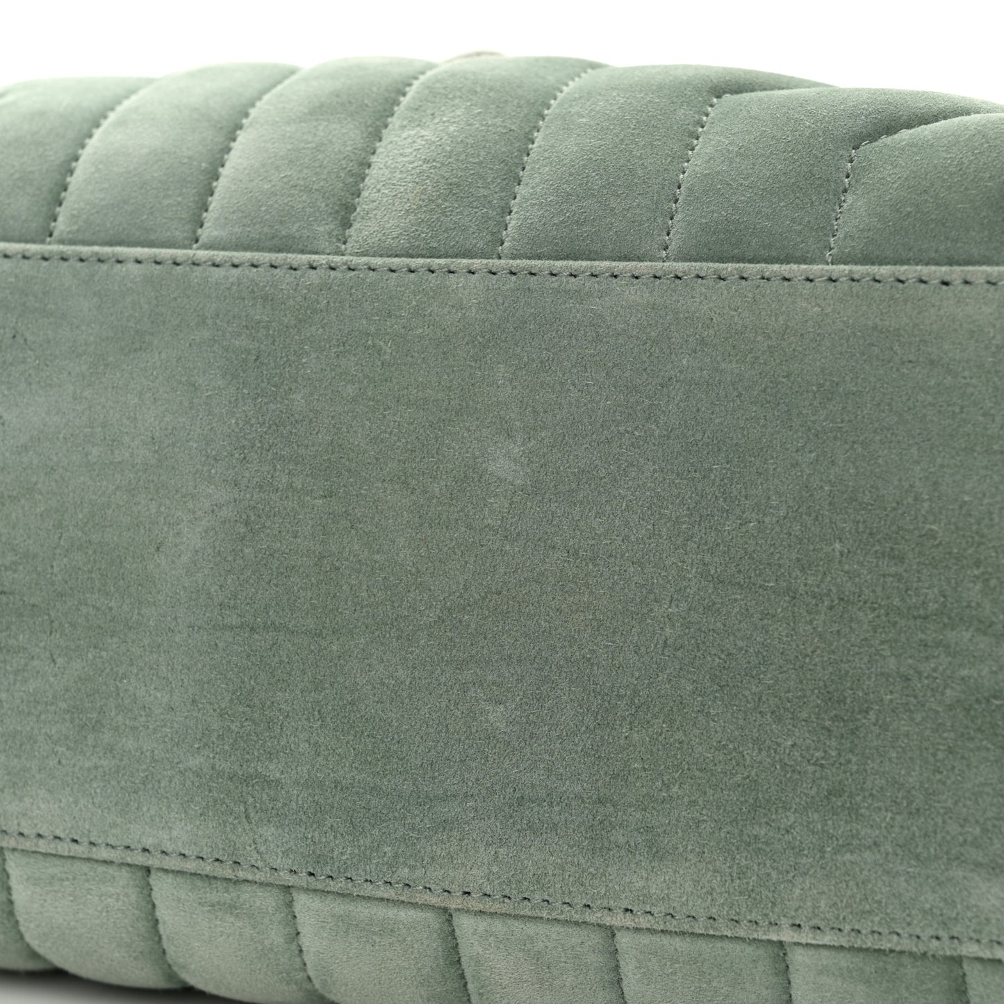 Suede Y Quilted Monogram Medium Loulou Chain Satchel Vert Opaline