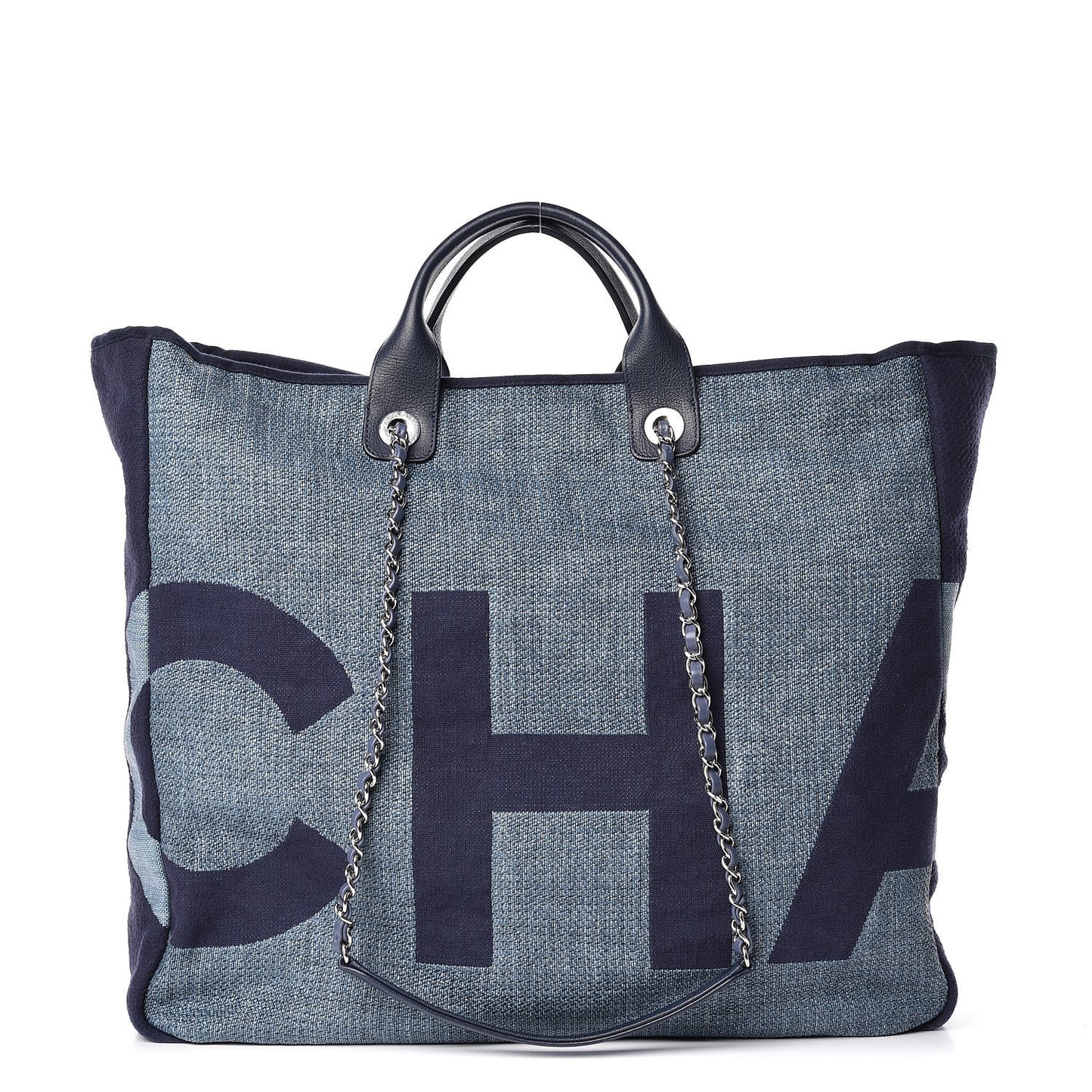 Canvas Large Shopping Tote Dark Blue