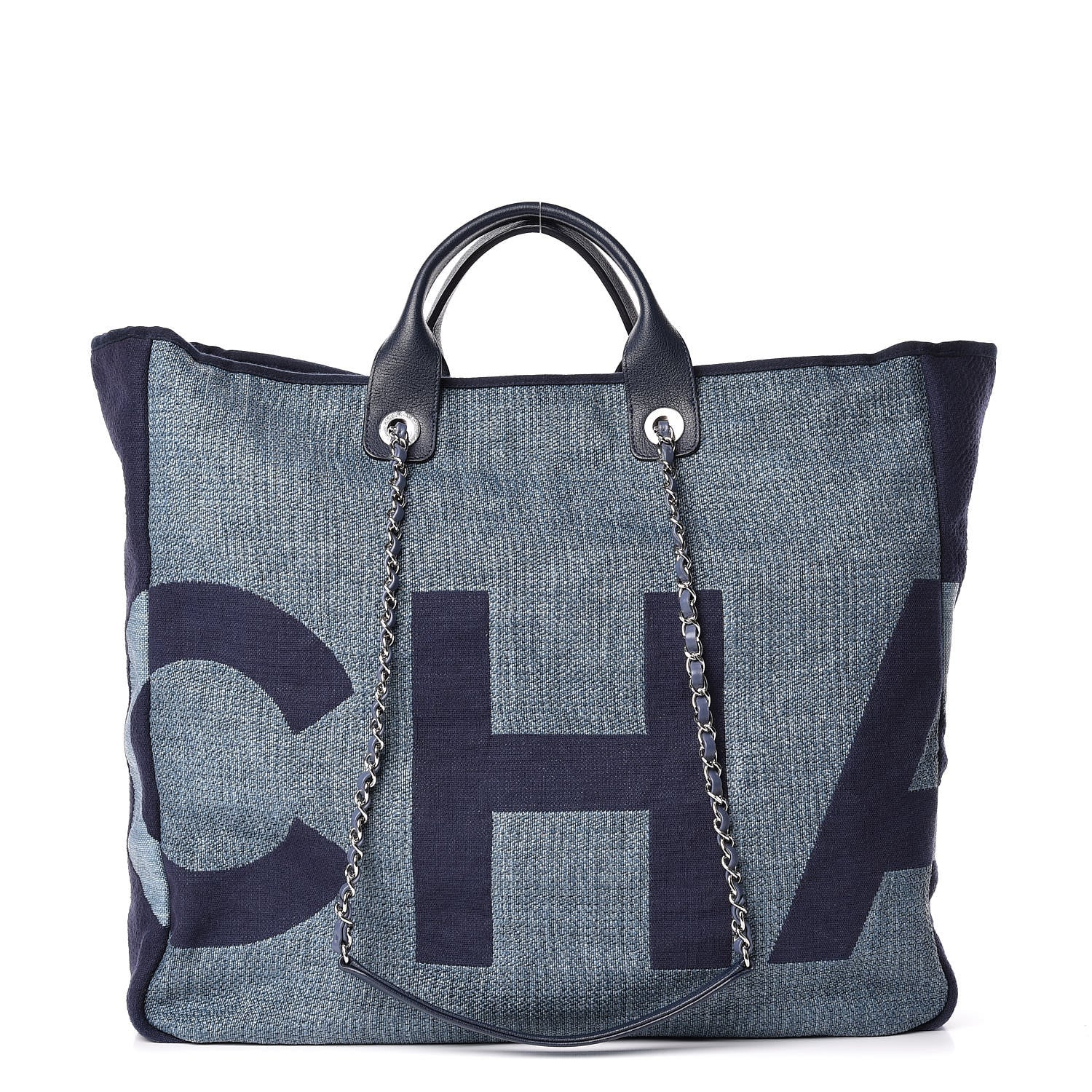 Chanel Canvas Large Shopping Tote Dark Blue 1 of 12