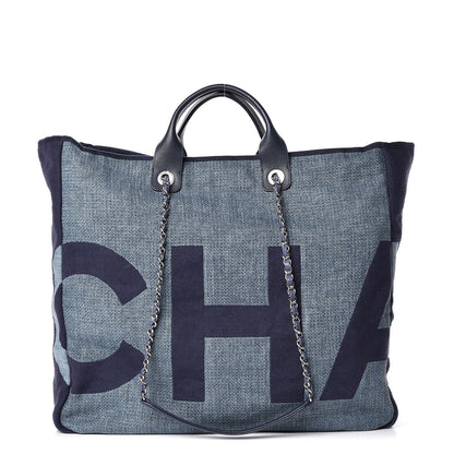 Chanel Canvas Large Shopping Tote Dark Blue 1 of 12