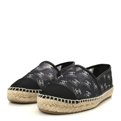 Chanel Mesh Grosgrain CC Espadrilles 38 Black White 4 of 11