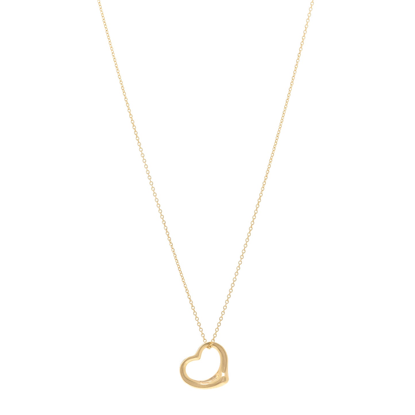 18K Yellow Gold 16mm Elsa Peretti Open Heart Pendant Necklace