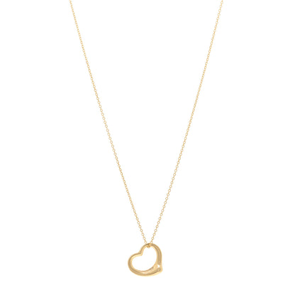 Tiffany 18K Yellow Gold 16mm Elsa Peretti Open Heart Pendant Necklace 1 of 6