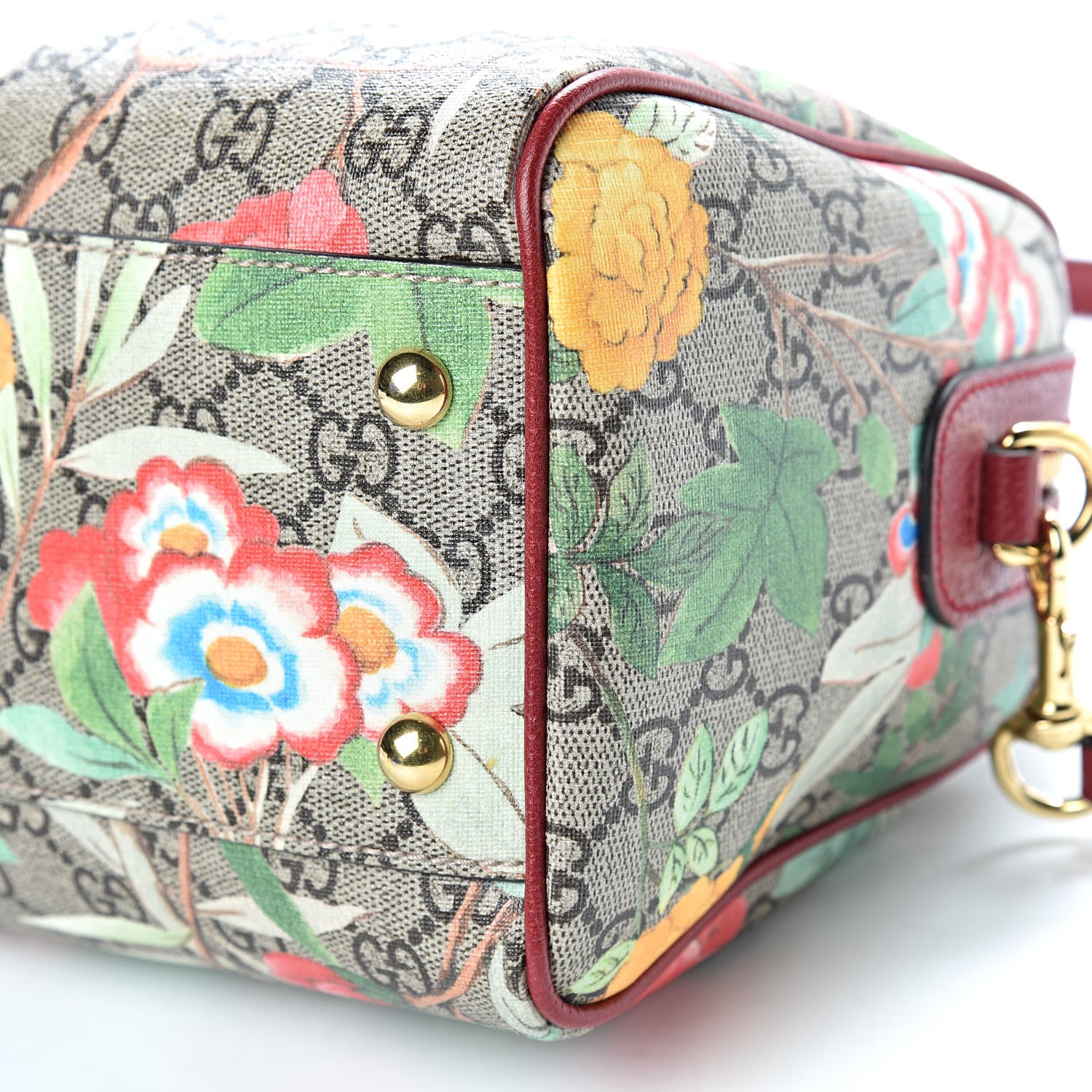 Gucci GG Supreme Monogram Tian Small Boston Beige Multicolor Red 10 of 10