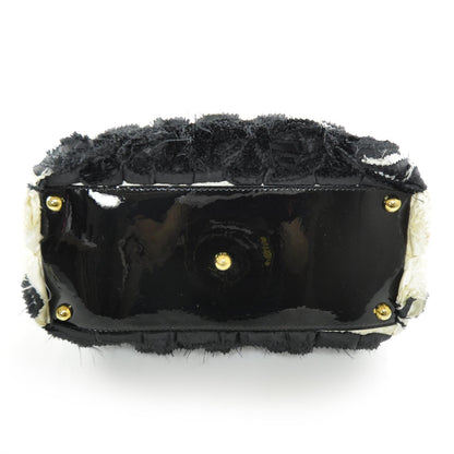 Valentino Garavani Silk Rosier Tote Ivory Black 4 of 8