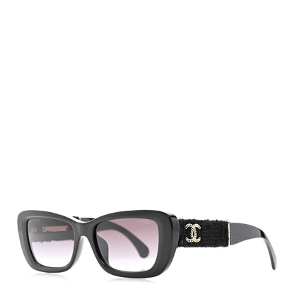 Chanel Acetate Tweed Wool CC Rectangle Sunglasses 5514-A Black 1 of 8