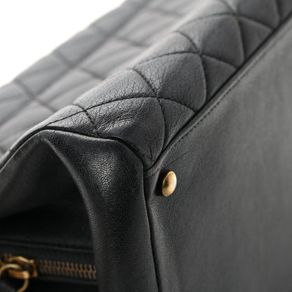 Chanel Shiny Sheepskin Quilted Large Trapezio Flap Black 10 of 12