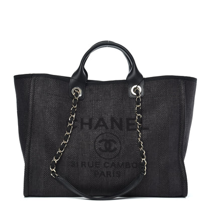 Chanel Mixed Fibers Calfskin Striped Medium Deauville Tote Black 1 of 9