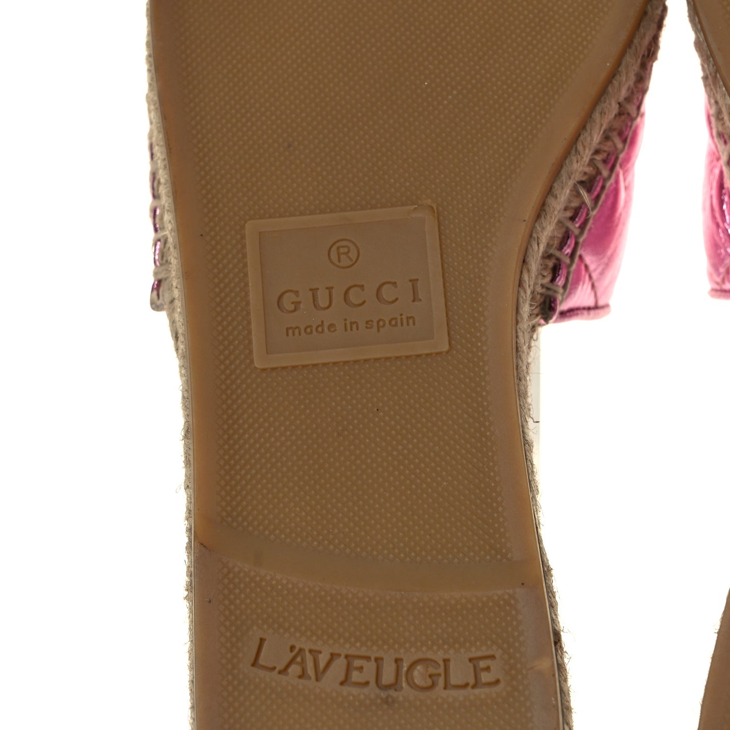 Metallic Nappa Matelasse GG Marmont Espadrille Slide Sandals 38.5 Rosa