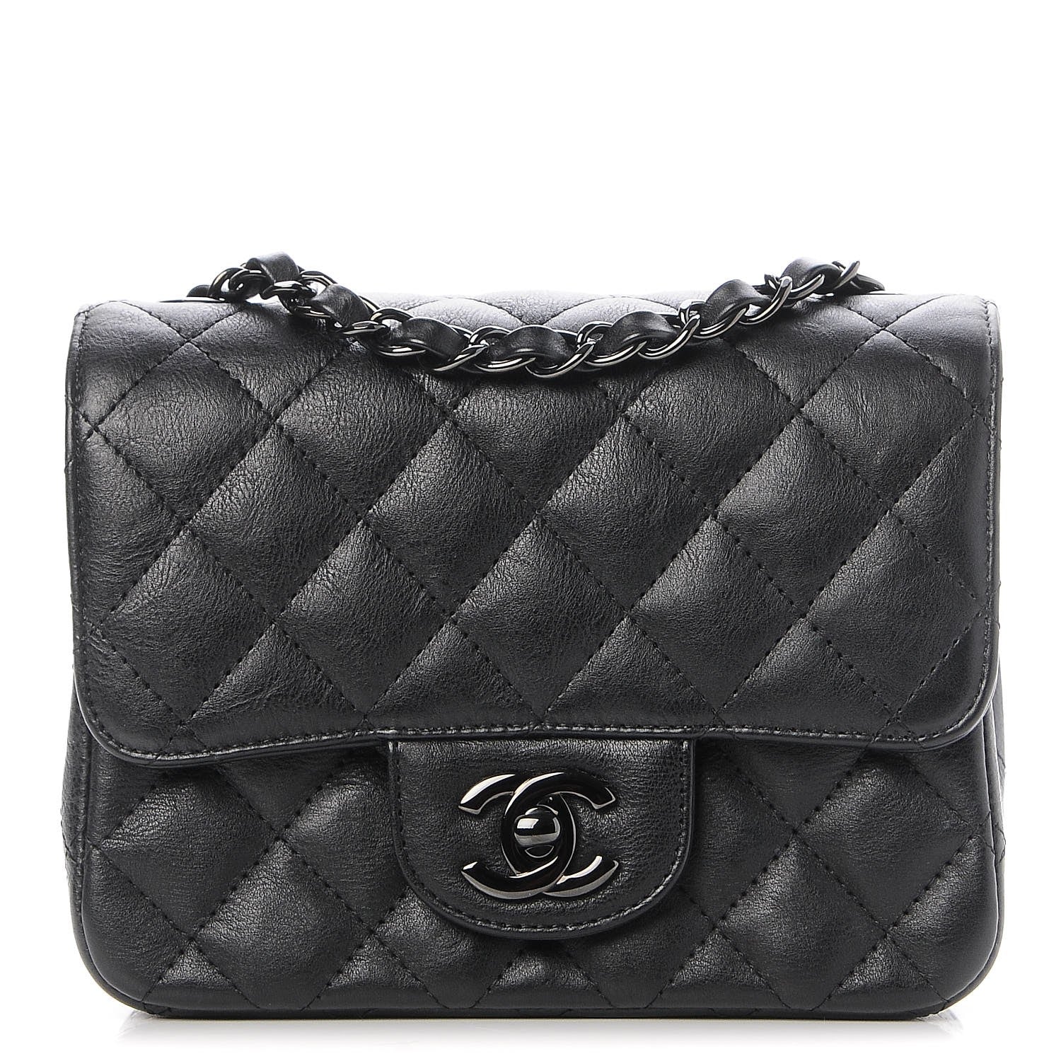 Chanel Crumpled Calfskin Quilted Mini Square Flap So Black 1 of 8