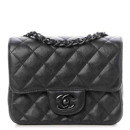 Chanel Crumpled Calfskin Quilted Mini Square Flap So Black 1 of 8
