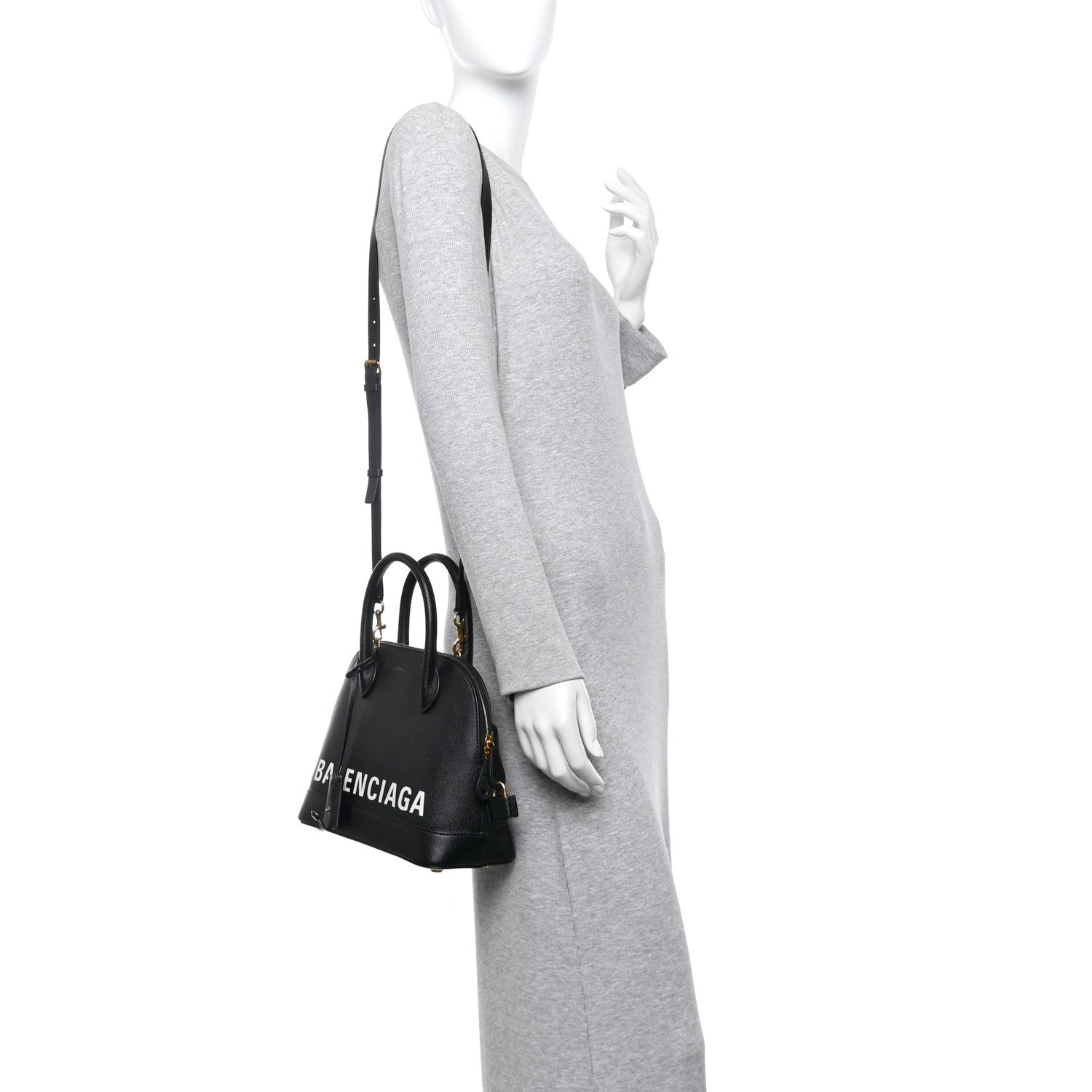 Balenciaga Signature Grained Calfskin Logo S Ville Top Handle Bag Black 2 of 9