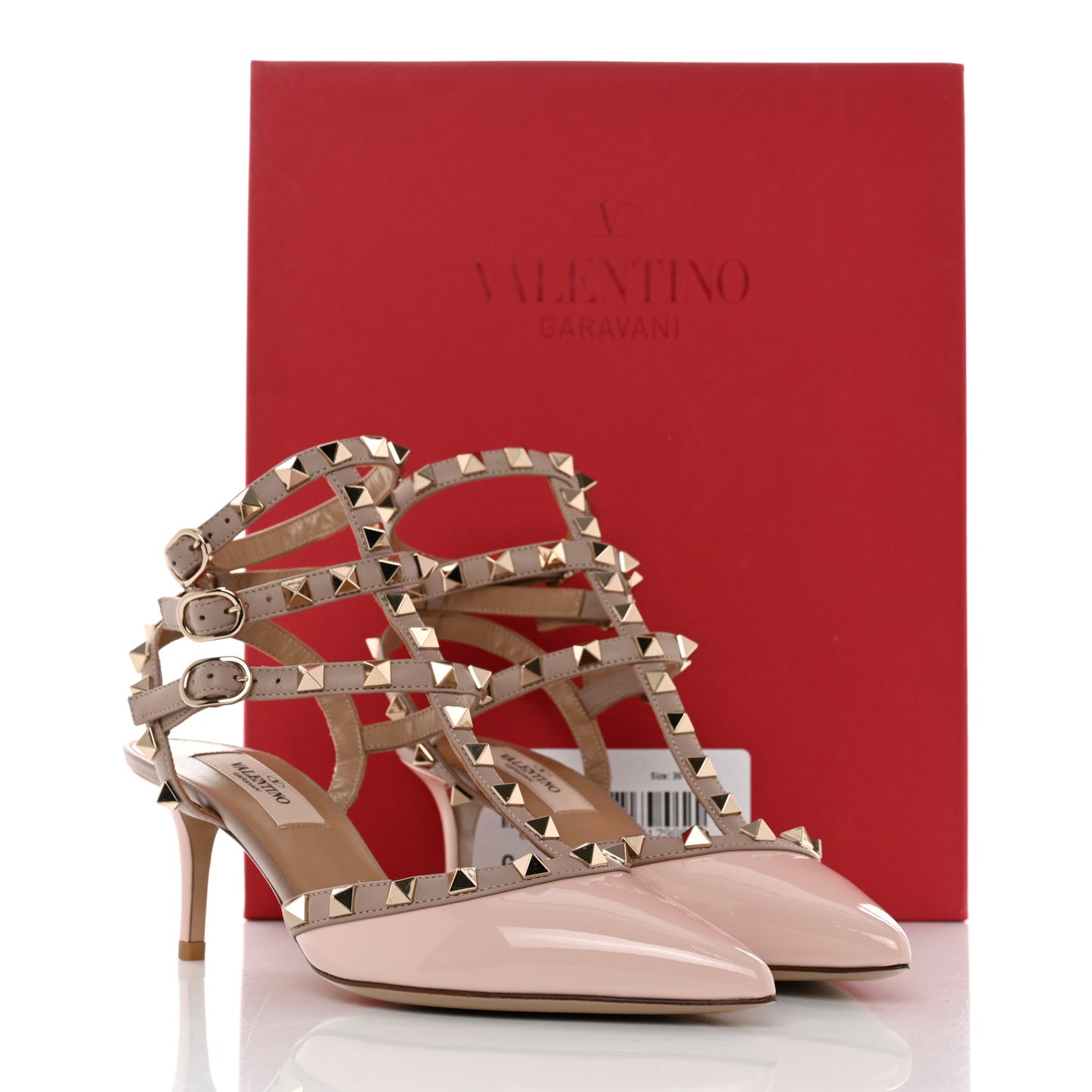 Patent Rockstud Ankle Strap 65mm Pumps 36 Water Rose Poudre