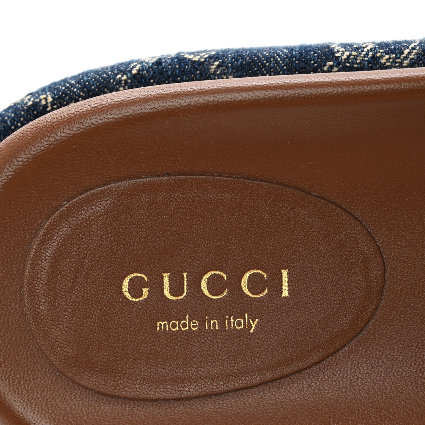 New Denim GG Monogram Angelina Platform 55mm Slide Sandals 41 Blue Tea