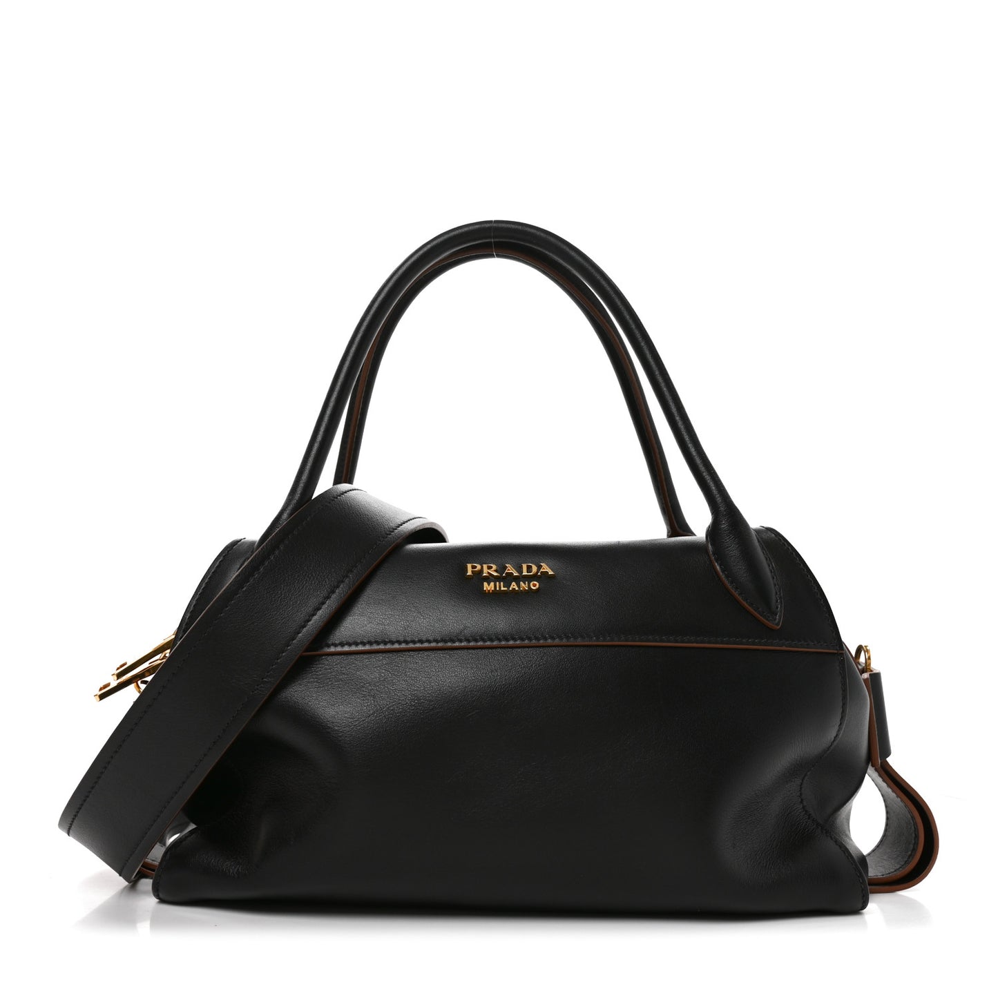 City Calf Ribbon Bowling Bag Black
