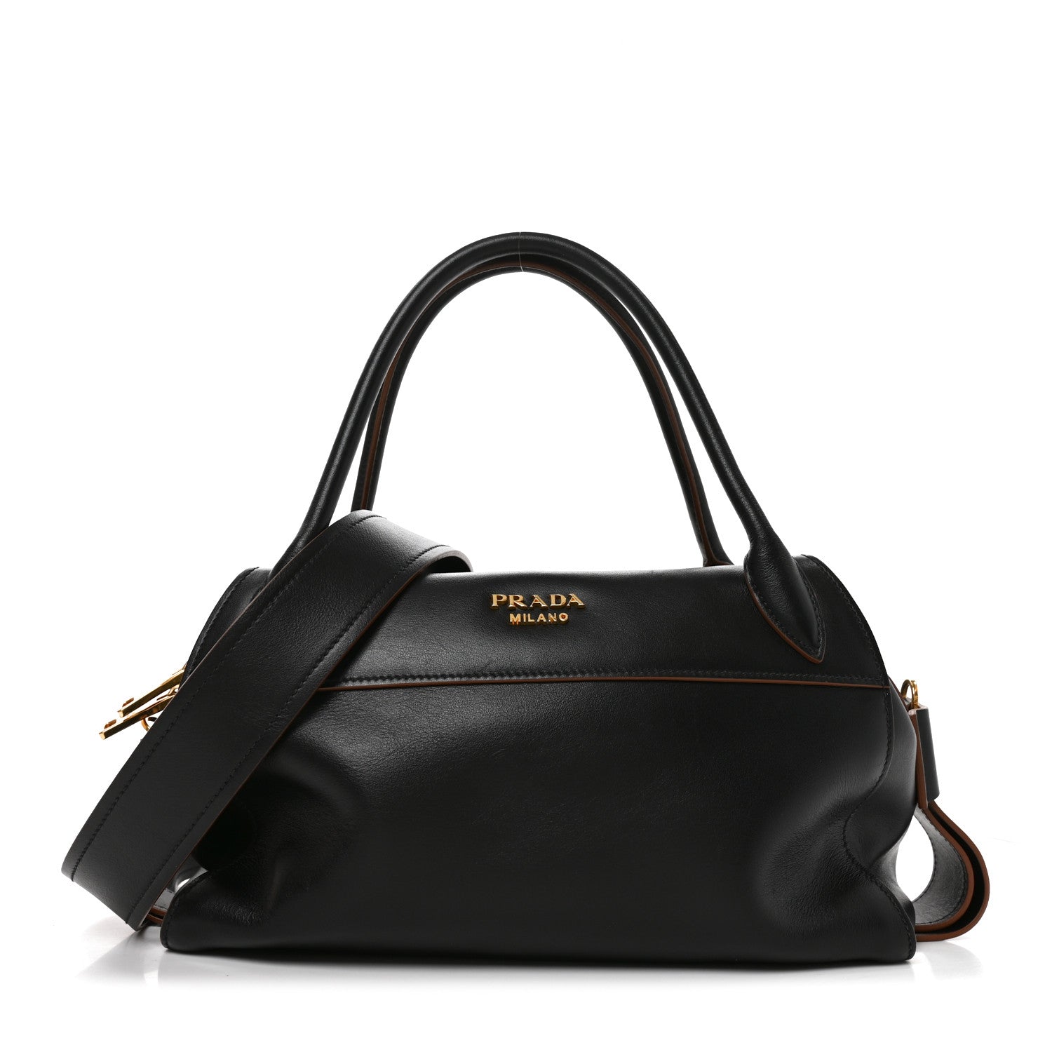 Prada City Calf Ribbon Bowling Bag Black 1 of 9