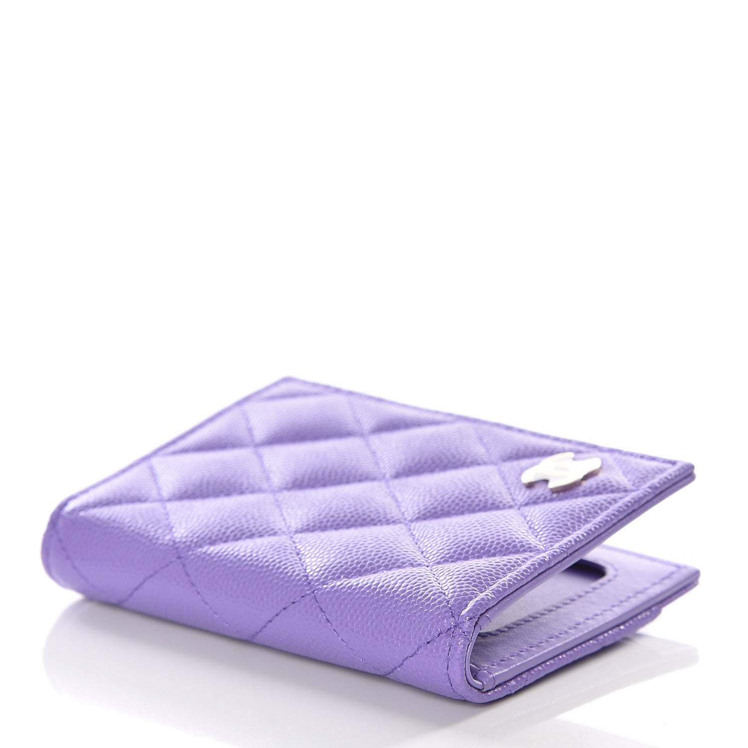 Chanel Caviar Quilted Card Holder Wallet Purple 3 of 10
