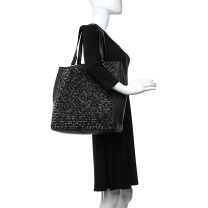 Christian Louboutin Calfskin Panettone Spiked Shopper Tote Black 2 of 13