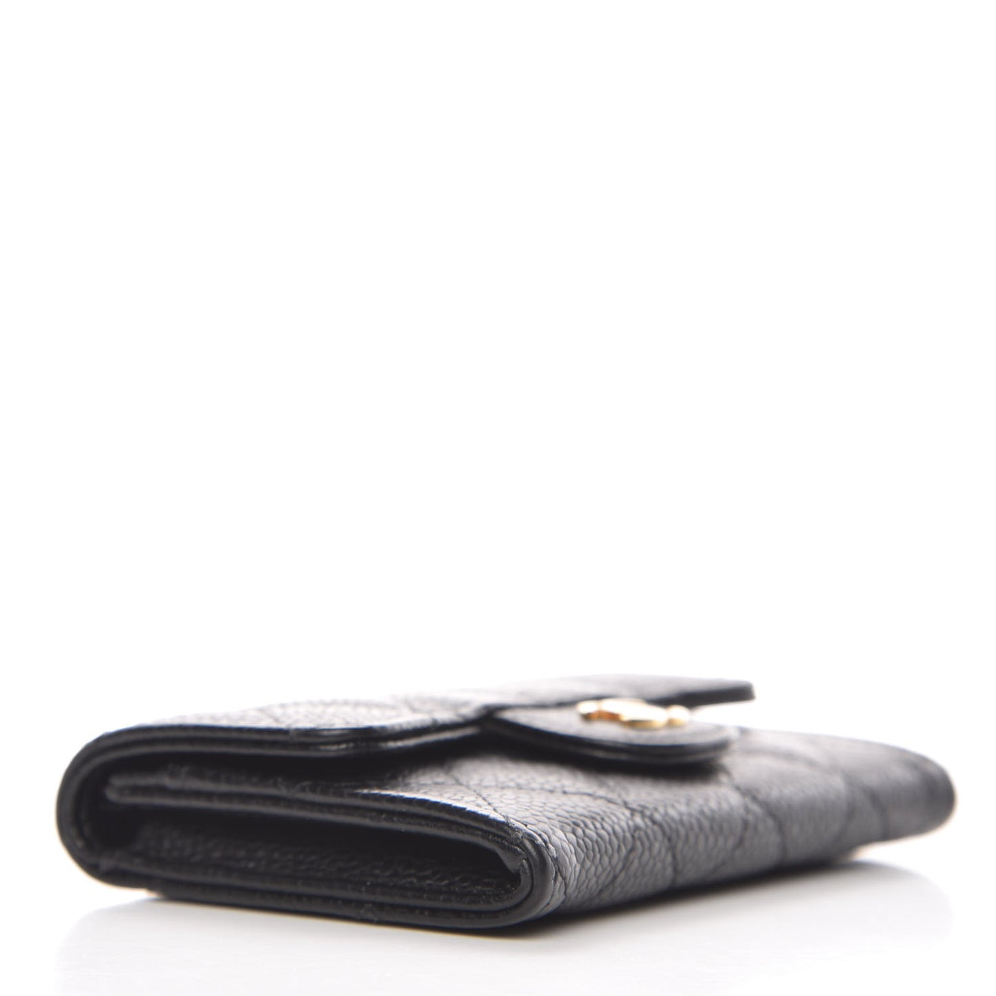 Caviar Quilted Flap Card Holder Black