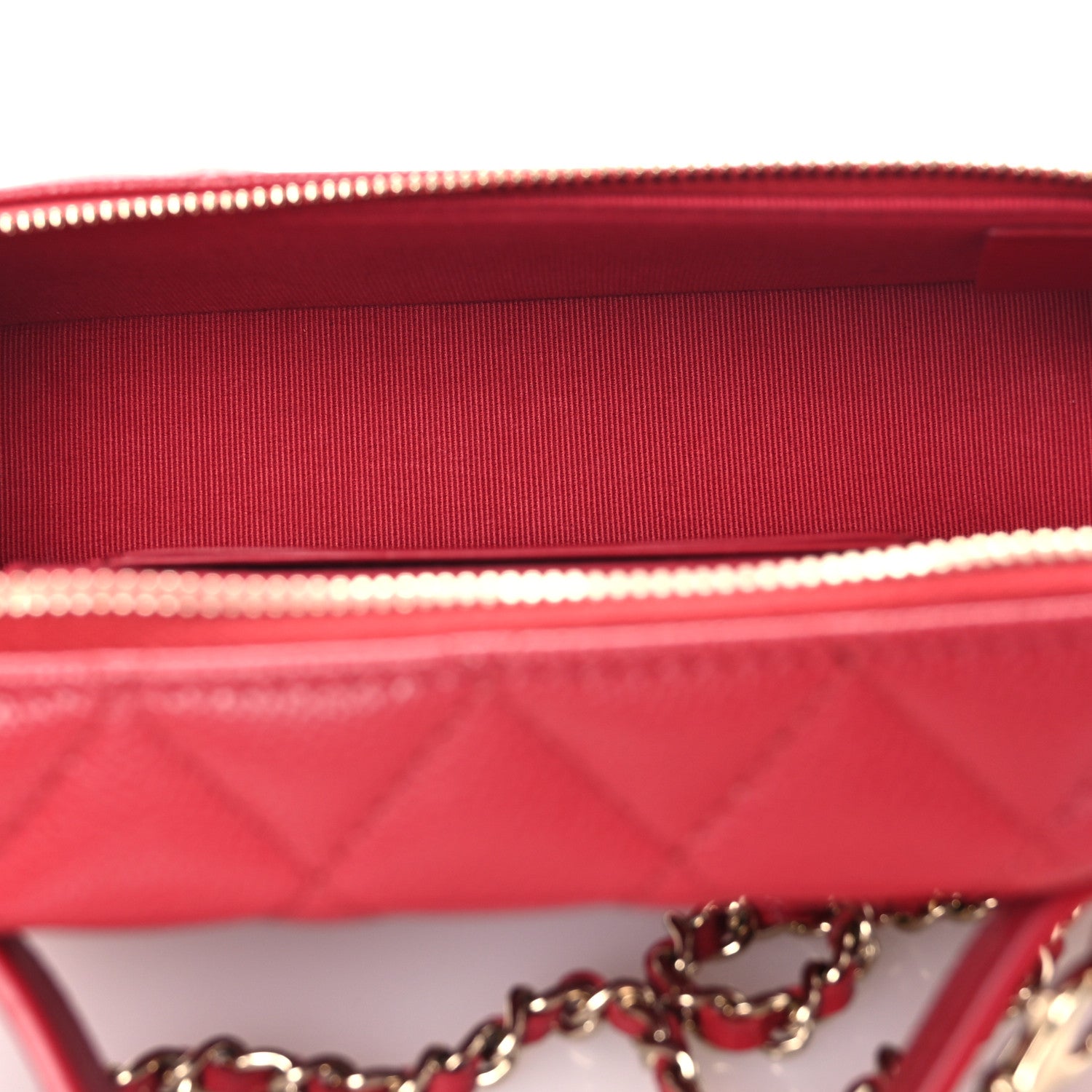 Chanel Caviar Quilted Top Handle Slim Vanity With Chain Red 5 of 10