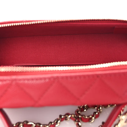 Chanel Caviar Quilted Top Handle Slim Vanity With Chain Red 5 of 10
