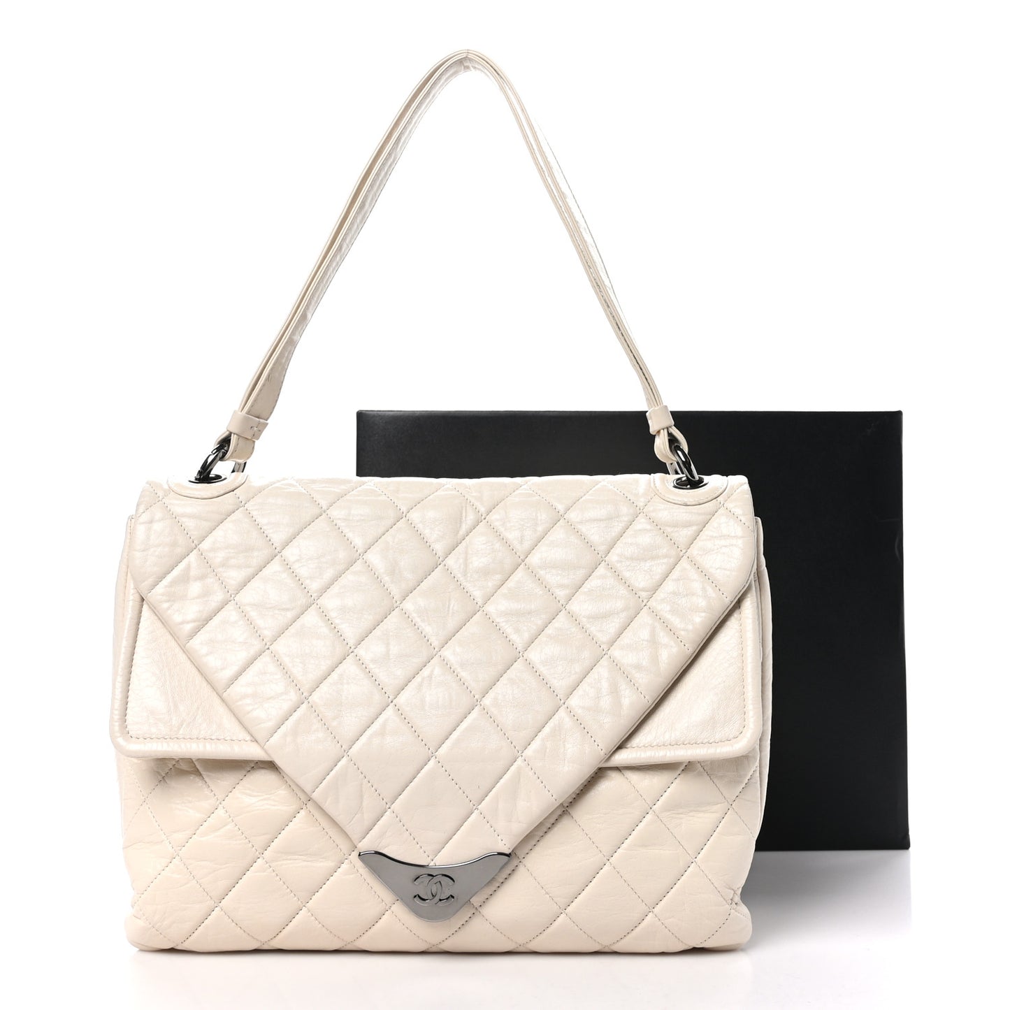 Lambskin Quilted Padded Envelope Flap White