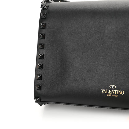 Valentino Garavani Vitello Monochrome Medium Rockstud Flip Lock Crossbody Bag Black 14 of 14