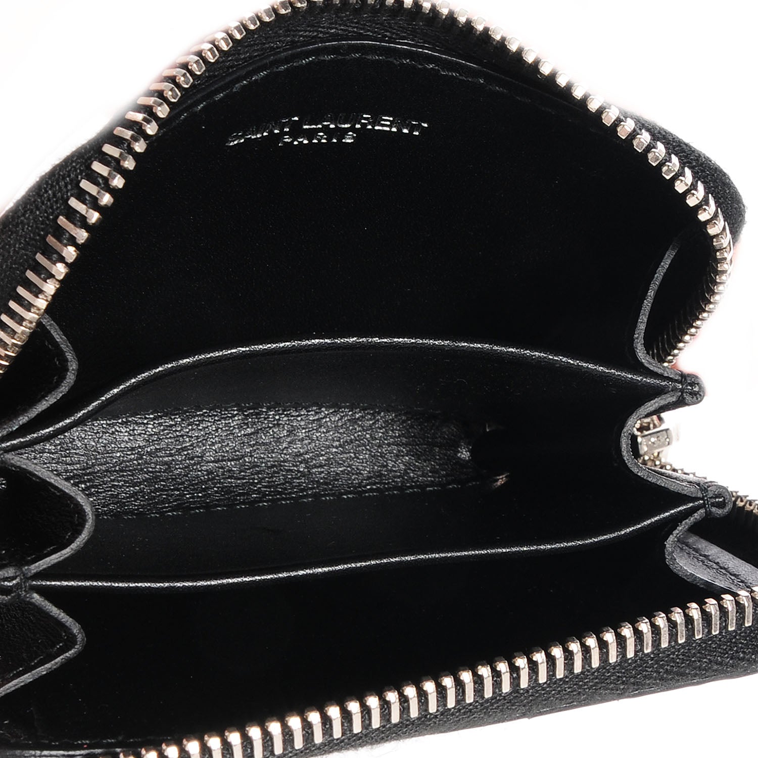 Saint Laurent Python Embossed Leather Small Coin Purse Black 6 of 7