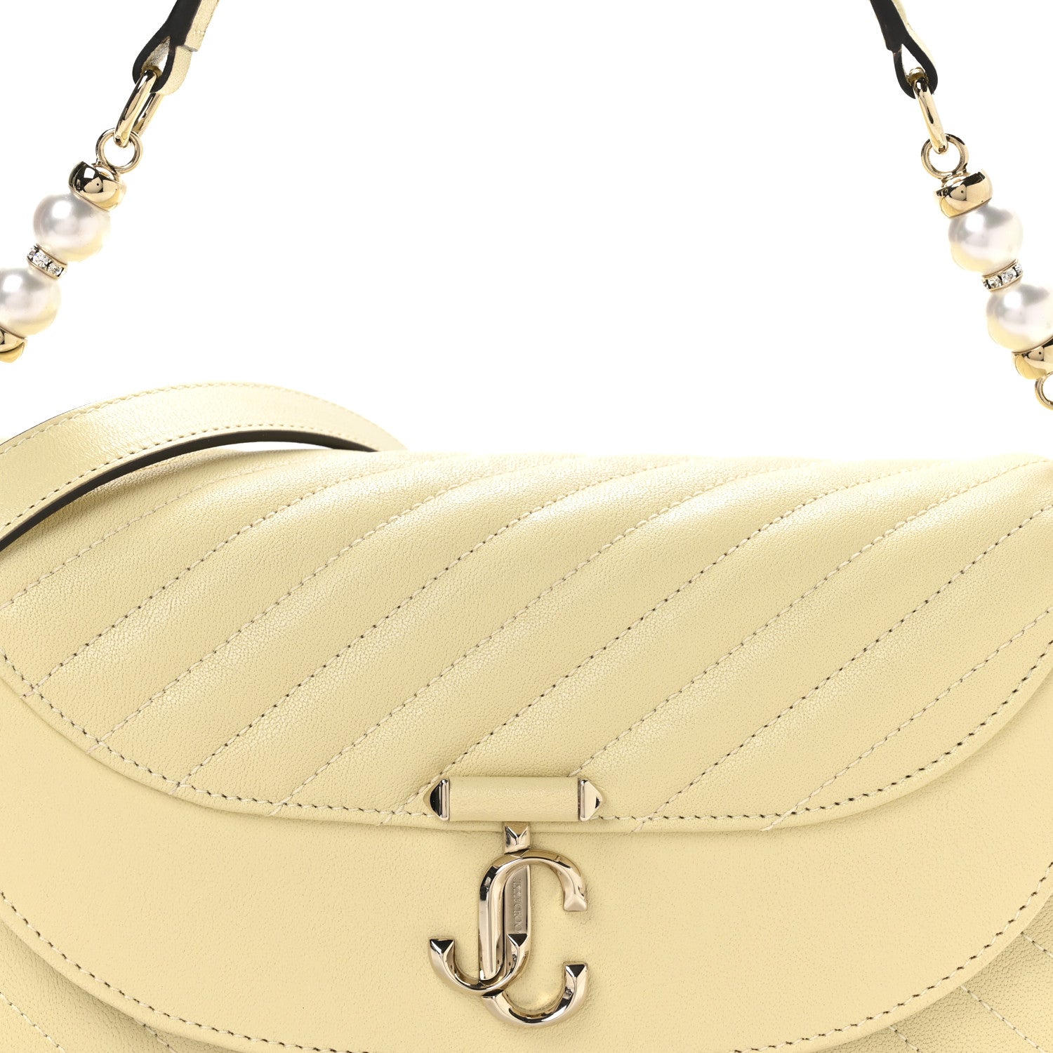 Jimmy Choo Calfskin Quilted Pearl Biker Curve Top Handle Bag