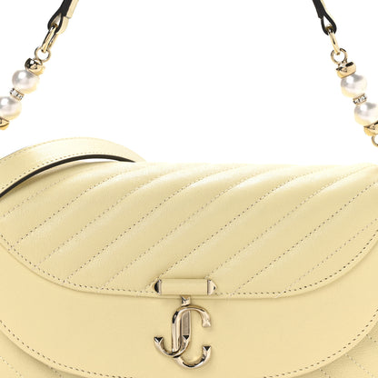 Jimmy Choo Calfskin Quilted Pearl Biker Curve Top Handle Bag Buttermilk 7 of 9