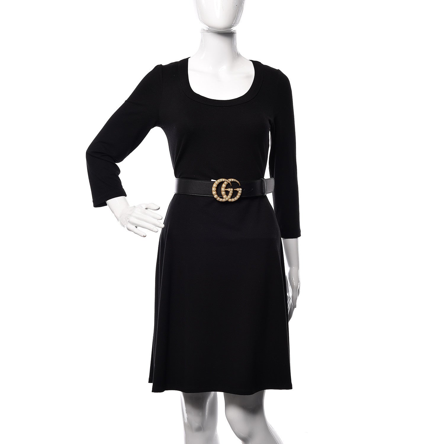 Gucci Moon Calfskin Pearl Double G 40mm Belt 95 38 Black Cream 3 of 7