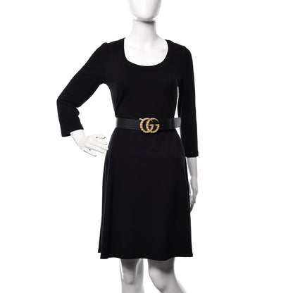 Gucci Moon Calfskin Pearl Double G 40mm Belt 95 38 Black Cream 3 of 7