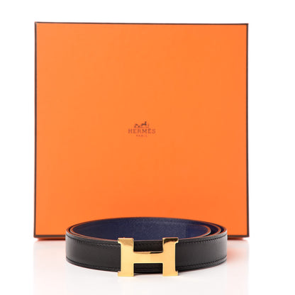Hermes Swift Epsom 24mm Mini Constance H Belt 80 Black Bleu Iris 7 of 7