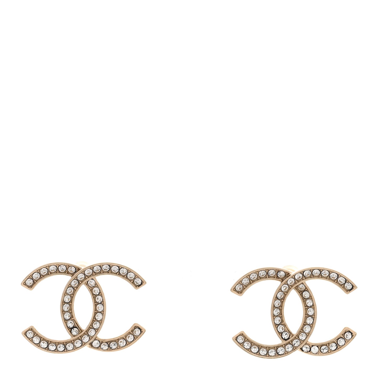 Crystal Large CC Earrings Gold