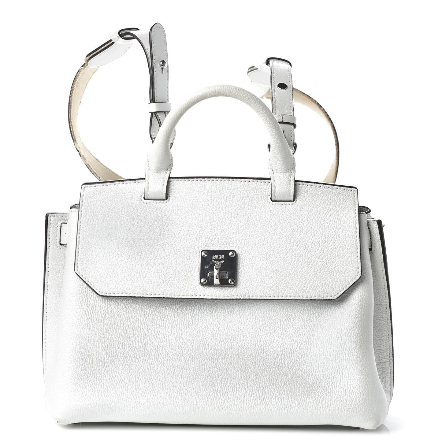 Grained Calfskin Medium Milla Convertible Backpack White Flake
