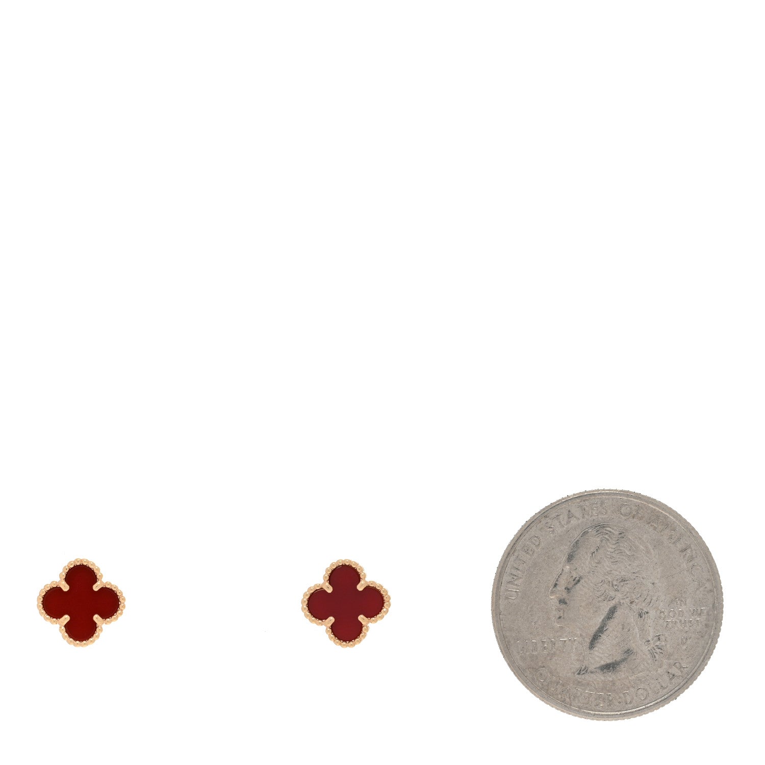 Van Cleef & Arpels 18K Rose Gold Carnelian Sweet Alhambra Earrings 2 of 5