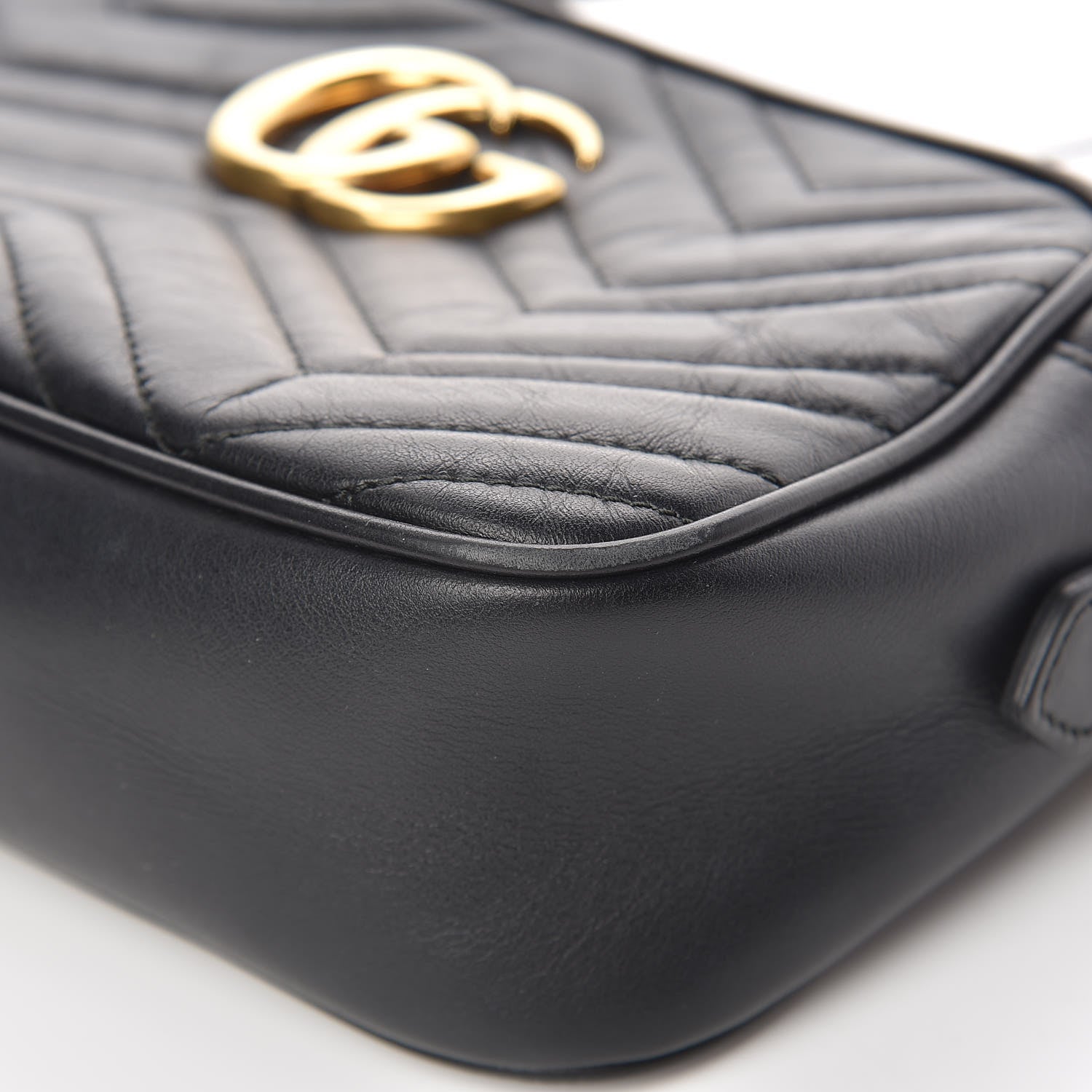 Gucci Calfskin Matelasse Small GG Marmont Chain Shoulder Bag Black 9 of 15